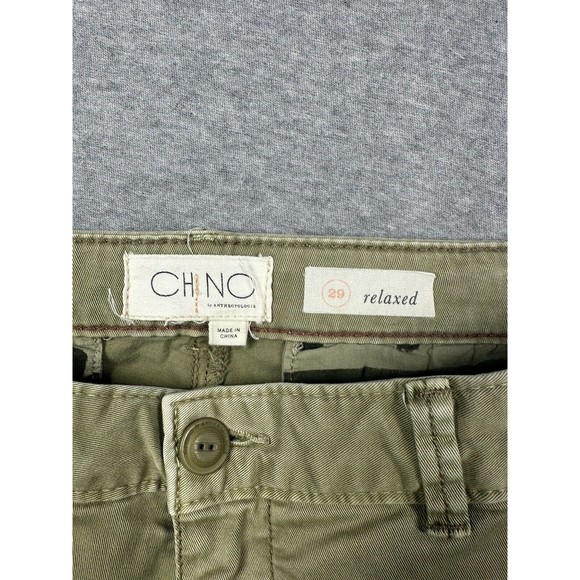 Chino By Anthropologie Womens Pants 29 Green Relaxed Stretch Cotton Blend - Picture 2 of 7